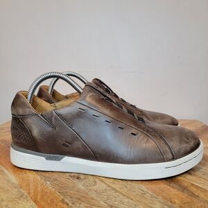 Kizik New York Court Brown Leather Sneakers Slip On Hands-Free Mens Size 7 M
